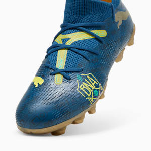 PUMA x NEYMAR JR 7 MATCH "BNA" Firm Ground/Artificial Ground Big Kids' Soccer Cleats, Sailing Blue-Marine Blue-Pelé Yellow-Grassy Green-Gold, extralarge